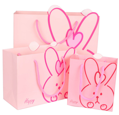 소매 점포를 위한 백을 쇼핑하는 토끼 패턴 귀여운 종이 선물 가방 관습 종이